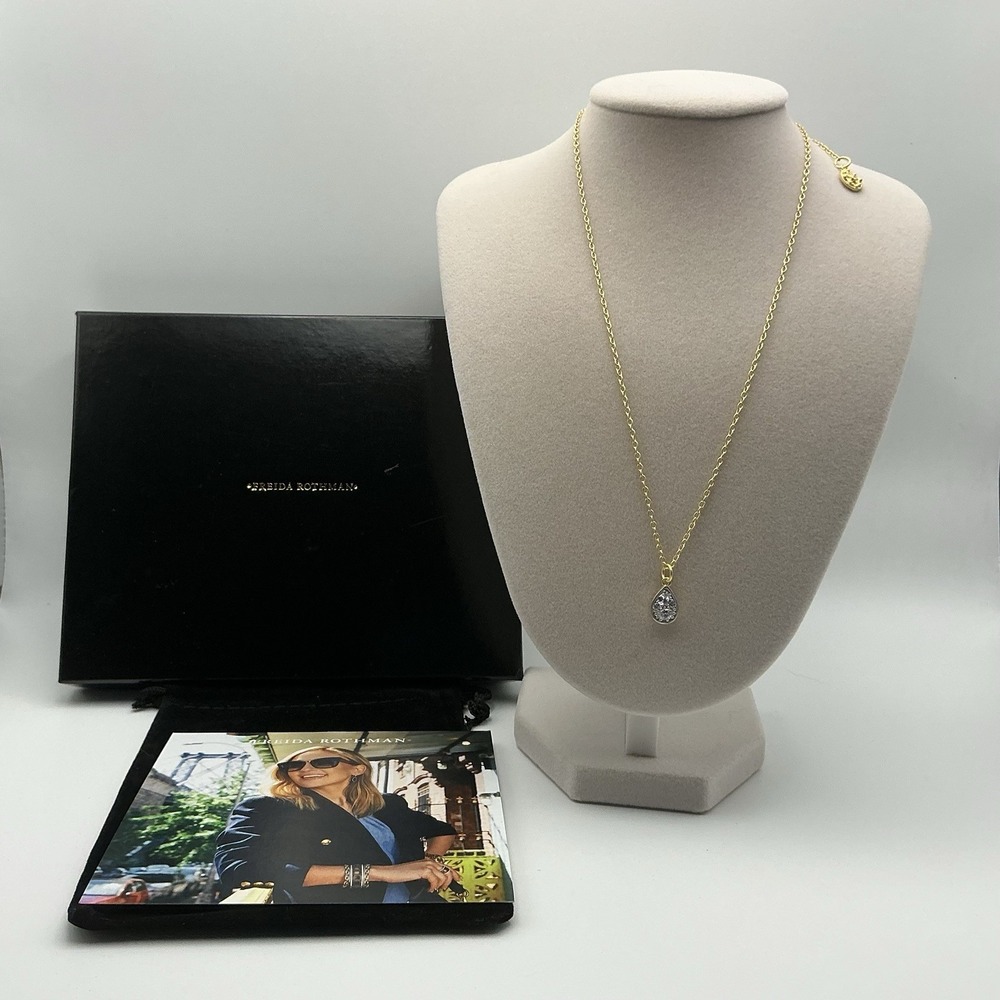 Freida Rothman Midnight Radiance Clear CZ Teardrop 925 Sterling Necklace